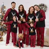 Familjsmatchande kläder Patpat Pyjamas sätter Merry Christmas Letter Antler Print Plaid Splice For Flame Resistant 231007