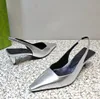 Nuovi sandali slingback Décolleté con tacco conico tacco 5,5 CM gattino Hee Suola in cuoio Designer di lusso da donna Fashion Party wedding Scarpe da sera scarpa 35-42 con scatola