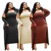 Plus size Women Clothing Solid Dress Sers Sexy Two Piece Party Dress 2021 Nya ankomster hela klänningen291h