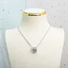 Schmuck Halsketten weiß plattiert 925 Silber abgestuft Luxusmarke Designer Buchstaben geometrisch berühmte Frauen runder Kristall Strass Gold an ni 351064