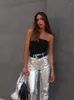 Kvinnors tvådelade byxor 2023 Autumn Shiny Pu Leather 2 Set Fashion Lapel Short Jacket Topps Slim Suits Ladies Chic Y2K High Street Outfits