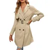 Women's Trench Coats Stylish Long For Women Double Breasted Closure Sleeve