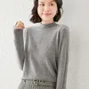 Kvinnors tröjor Autumn and Winter Style Wool tröja halvturtleneck krullad ihålig Iong-ärmad pullover topp ioose