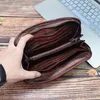 Wallets Hand-made Old Washed Tanned Leather Men's Hand Baotou Layer Cowhine Wallet Multi-functional Vintage Large Capacity Money Clip