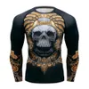 Hommes Fitness T-shirt Compression À Séchage Rapide Sport T-shirt Hommes En Cours D'exécution Gym Hauts 3D Crâne Impression T-shirt MMA Aztèque SPARTA LJ2008272680