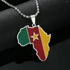 Pendanthalsband Trendiga guldfärg Rostfritt stål Emalj Afrika Kamerun Map Cameroonian Flag Fashion Jewelry