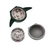 3 Layer Teeth Smoking Grinder extraterrestrial 31*73mm Diameter Silver Zinc Alloy Silk Screen Broken Smoke Detector