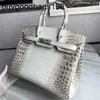 Himalayaner Handtaschen Frauenbeutel Diamantschnalle Higend handgefertigtes Alligator Leder 30 Bohrhandtasche große Kapazität