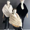 Women s Fur Faux Woman Real Shawl Vest Jacket Fluffy Cape Natural Poncho Lady Scarf Wrap Coat Wedding Party Clothing 231009