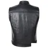 Mäns västar Mens Vests Classical Motorcykel Biker Läder Vest Men äkta ärmlösa jackor Real Cowe Motorcade 6xl 230923 Apparel M OTPNP