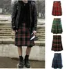 Męskie spodnie Heflashor swobodne plisowane szkockie kilty męskie mody mody ładunkowe spodnie spusty w krato wzór luźnych spódnic 328J