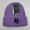 Gorro de lana Ny Versión coreana Gorro de punto de otoño moderno para mayor calidez y versatilidad Letras bordadas mlb Gorro para el frío Gorro con protección para los oídos