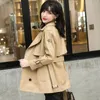Women's Leather British Style Trend Sheepskin Windbreaker Jacket Spring Mid Length Solid Color Lapel Slim Fit Genuine Overcoat