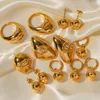 Stud Earrings Uworld Stylish Statement Stainless Steel Wide Lip Ring Waterproof Metal 18K Gold Plated Women Fashion Funny Jewelry Anillos