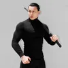 Men's Sweaters Autumn Turtleneck T Shirts Men Knitting Shirt Slim Fit Fitness Elastic Clothes Long Sleeve T Shirt Casual High Neck Tops 231009