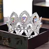 Mały rozmiar luksusowy barokowy złoty kryształowy kwiat Tiary dla kobiet AB Rhinestone Girls Tiaras Bride Wedding Hair Jewelry211f