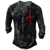 Camisas casuais masculinas outono e inverno europeu americano impresso manga longa camiseta juventude moda esportes cross wear