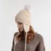 9993 Теплый вязаный детский милый мячик для защиты ушей, шерстяной осенне-зимний плюшевый утолщенный пуловер, шапка