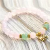 MG0748 8 mm Rose Quarz Elephant Charm Armband Green Aventurine Energy Armband Handgjorda kvinnors handled Mala Yoga Armband3104