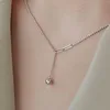 Chains S925 Sterling Silver Ball Necklace Women Tassel Charm Collar Chain Female Retro Design Luxury Jewelry Gift Lady Party Banquet