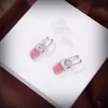 designer earrings for women Charm jewelry Heart shaped pink diamond decoration ear pendants Including box Holiday gifts