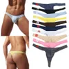 Sous-vêtements 10pcs / lot sexy hommes slips sous-vêtements taille basse modal solide cueca masculina t-back string tangas string lingerie285a