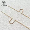 Orecchini pendenti FUWO Round Aura Druzy Threader con colore oro riempito design minimalista gioielli in pietra drusy naturale per le donne ER026