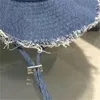 Cappello da donna da uomo di design Cappello da pescatore Cappello a tesa larga Cappello da sole Previene il cofano in denim con sottogola regolabile per protezione solare Cappello da secchio da strada