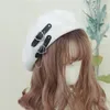 Berets 2023 Japońskie beret harajuku y2 moda lolita hat jk girl cute pu łańcuch miłosna wełna kawaii akcesoria dla kobiet