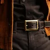 Belts Vintage Heavy Industry Personalized Double Sided Dual Use Thickened Men's Embroidered Solid Brass Trendy Work Dress Trouser Belt