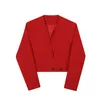 Men's Suits SYUHGFA Elgance Blazers Fashion 2023 Personality Clothing Korean Luxury Red V-neck Suit Coat Trend Male Business