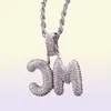 AZ Aangepaste naam Kleine letters Kettingen Hangscharm Men039S Zirkon Hip Hop -sieraden met 4 mm Gold Silver Rope Chain62662366521940