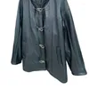 Cappotto caldo da donna in pelle con cappuccio da donna Bottone dorato Vera pelle di pecora naturale Colore nero Lady Abbigliamento esterno casual Primavera/Autunno Manica lunga