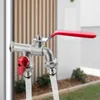 Bathroom Sink Faucets TMOK 1/2x3/4x3/4 Double Head Outdoor Garden Water Faucet 1 Inlet 2 Outlet Brass Bibcock With Dual Nipple Wall Tap