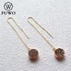 Orecchini pendenti FUWO Round Aura Druzy Threader con colore oro riempito design minimalista gioielli in pietra drusy naturale per le donne ER026