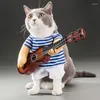 Kattenkostuums Halloween-kostuum Gitaar Rockstijl Huisdier Kerstmis Nieuwigheid Grappig feest Cosplaykleding