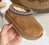 Criança Tasman II Chinelos Tazz Sapatos de bebê Crianças Pele de Castanha Slides Pele de Carneiro Shearling Clássico Ultra Mini Bota Mules de Inverno Slip-on Lã Little Big77998 1 4