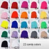 Cappello lavorato a maglia in 22 colori caramelle per bambini Berretto moda invernale per bambini Tinta unita Berretto in lana per bambini Mantieni caldo LL all'ingrosso