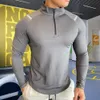 Andra sportartiklar plus storlek hög hals thirt för män som kör sportstoppar långärmad tees tränar kläder gym sportkläder fitness tröjor 231009