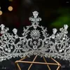 Hair Clips Baroque Luxury Crystal Flowers Bridal Tiaras CZ Crowns Rhinestone Pageant Diadem Veil Tiara Headband Wedding Accessories