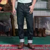 Men's Jeans Tapered 12.5oz Selvedge Denim Mid-Waist Slim Pencil Trousers Vintage Motorcycle Cargo Pants