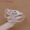 Cluster Rings Classic High-Quality AR166 Wholesale Ring Fashion Silver Plated Jewelry Three Line Crystal Mosaic Ziron