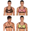 Tanques masculinos colete masculino colheita oco para fora fishnet camisola halter pescoço elástico espaguete alças de ombro cruzado volta recorte tanques