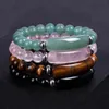 8mm Natural Stone Strand Bracelet Reiki Healing Quartz Aventurine Agates Rose Crystal Rectangle Bar Charm Beaded Bracelets2317