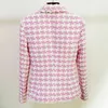 دعاوى المرأة بليزرز هاي ستريت EST شتاء مصمم أزرار الأسد أزرار شرابة Houndstooth مزيج Tweed Blazer 231009