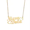 Collar de corazón con 2 nombres de acero inoxidable personalizado a la moda para mujer, letra personalizada Gold257K