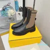 Designer Women Designer Combat Ankle Martin Boot Brand Leather Biker Knit Stretch Fabric Shoes Winter Platform Boots