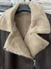 Trench da donna Inverno Streetwear Cappotto di pelle di pecora da donna Cappotto caldo spesso Parka Giacca in pelle di pelliccia sintetica Cerniera femminile Capispalla da moto