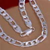 Kedjor solid 925 sterling silver halsband för män klassisk 12mm kubansk kedja 18-30 tum charm hög kvalitet mode smycken bröllop228b