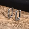 Hoop Earrings Stylish Geometric For Men Jewelry Vintage Silver Color Stainless Steel U Style Huggies Earring Wholesale